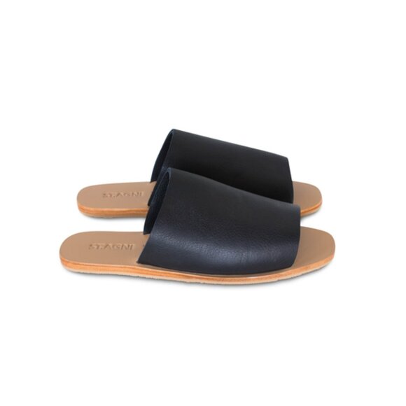 St Agni Leather Slides (Black) - Picture 2 of 14
